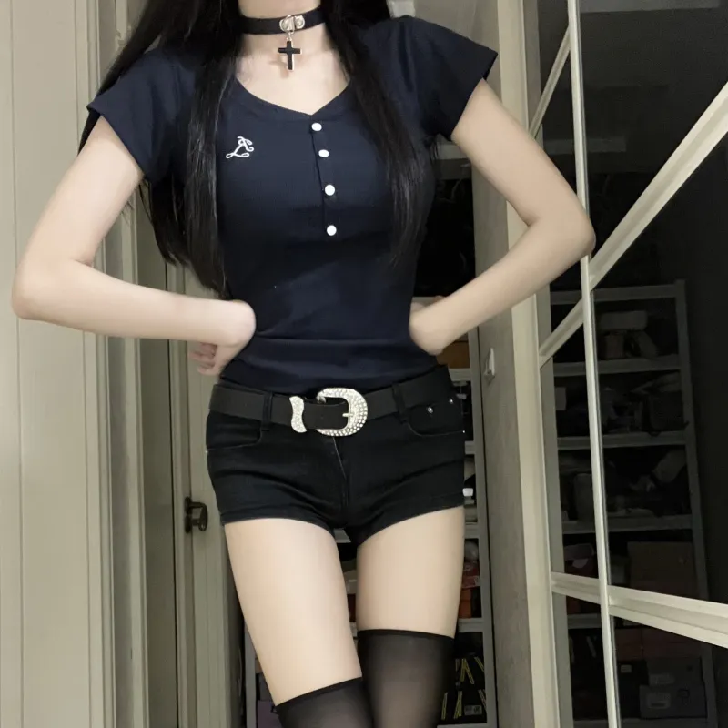 KAZAN Denim Shorts Women's Black-5