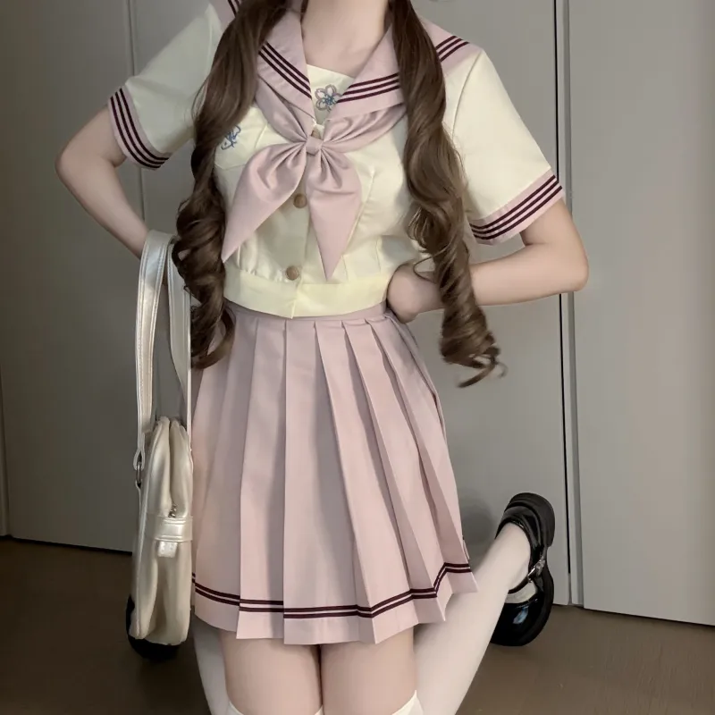KAZAN Uniforms Women's Dusty Pink Short Sleeved Sailor Suit-2