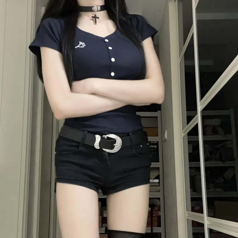 KAZAN Denim Shorts Women's Black-4