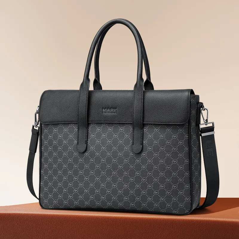 FAIRWHALE PVC Bonded Cow Leather Handbag Regular Men's Black-4