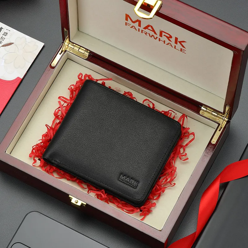 FAIRWHALE Top Grain Cow Leather Wallet Regular Men's Black-4