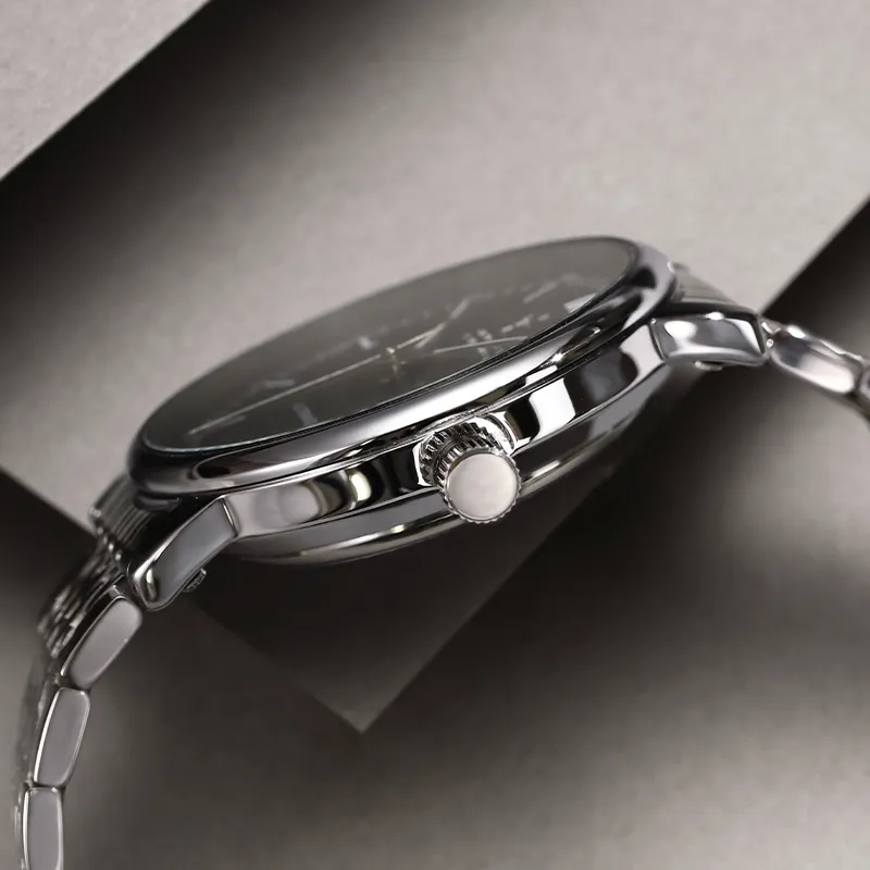 CHARLOTTE RAFFAELLI· Wrist Watch Automatic Mechanical Movement Steel Strap Black Dial Men's Watches Gift Box Set-4