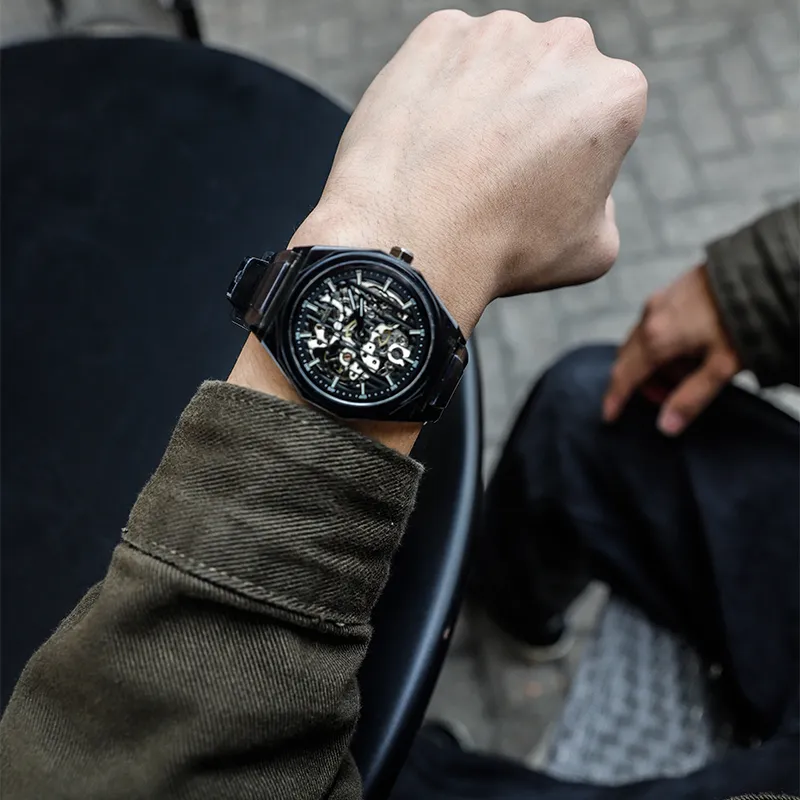 CHARLOTTE RAFFAELLI· Ice Strength Collection Wrist Watch Automatic Mechanical Movement Cut Out Dial Men's Watches-1