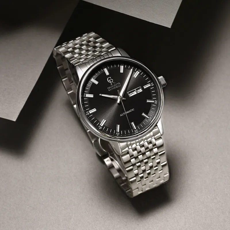 CHARLOTTE RAFFAELLI· Wrist Watch Automatic Mechanical Movement Steel Strap Black Dial Men's Watches Gift Box Set-1