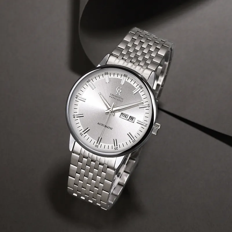 CHARLOTTE RAFFAELLI· Wrist Watch Automatic Mechanical Movement Steel Strap Black Dial Men's Watches Gift Box Set-9