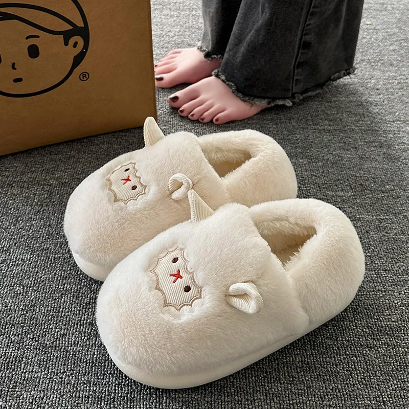 DTUTU Women's Platform Home Cotton Slipper With Fleece Lining Warm Padded Shoes Slippers & Home Slippers-1