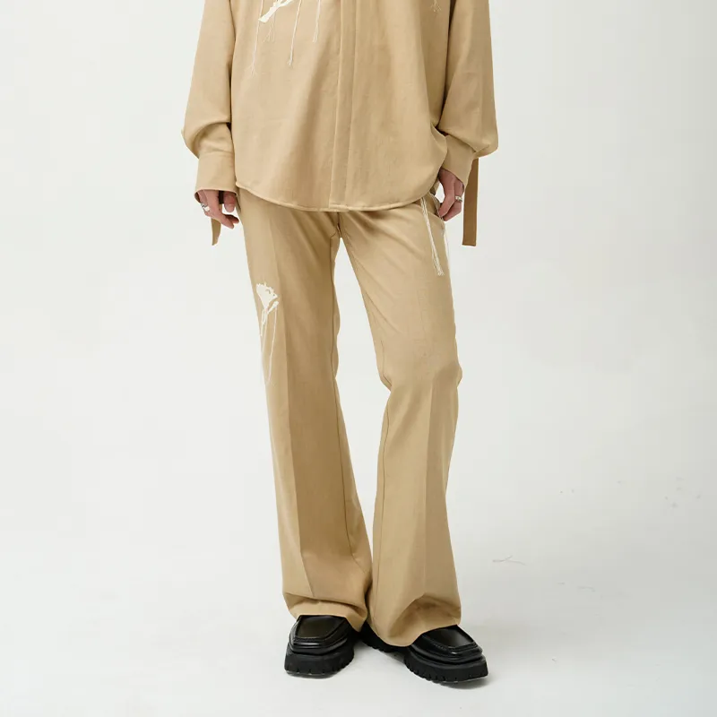 RICKYOUNG Casual Pants Men's Beige Yellow-2