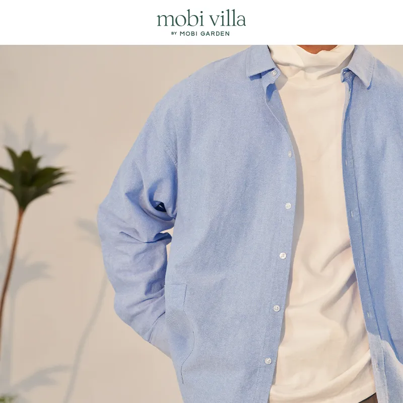 MOBI GARDEN Refreshing Long Sleeved Coat Top Unisex Lake Blue-2