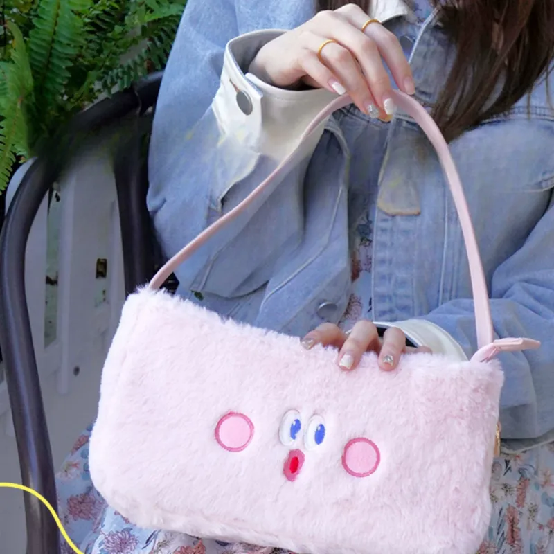 Kinbor Polyester One Shoulder Handbag Unisex Pink-3