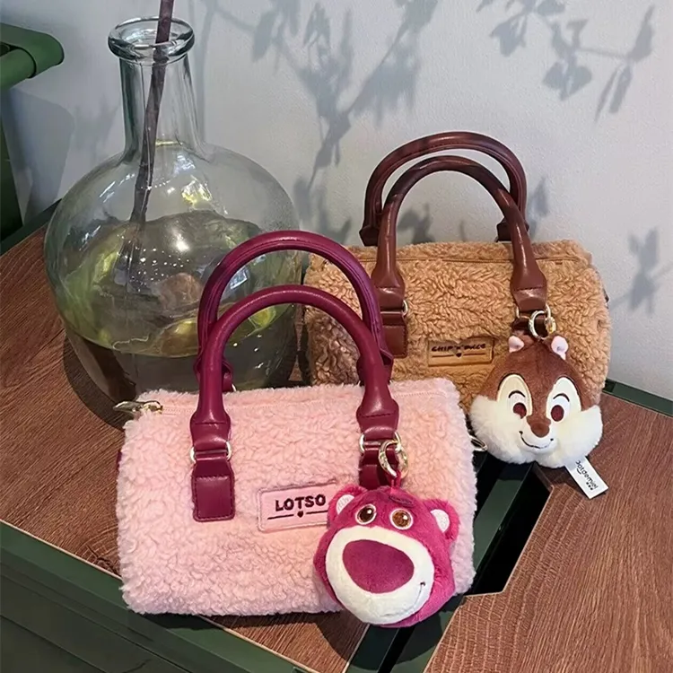 Disney Polyester Handbag, Shoulder Bag, Crossbody Bag Mini Women's Pink/Brown-8