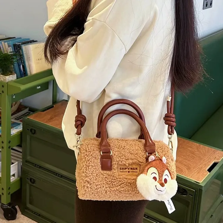 Disney Polyester Handbag, Shoulder Bag, Crossbody Bag Mini Women's Pink/Brown-11