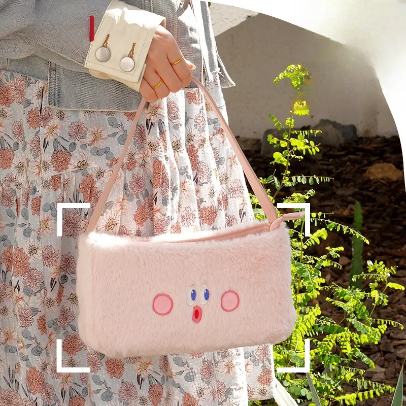 Kinbor Polyester One Shoulder Handbag Unisex Pink-4