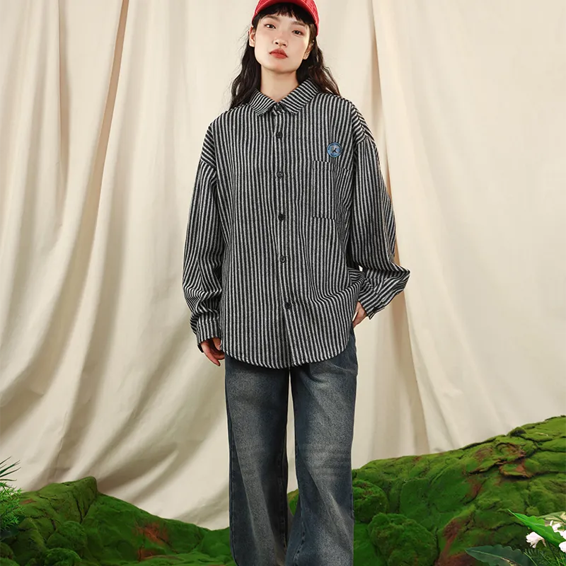 BRUMAIRE Shirt Coat Unisex Black White Stripes-2