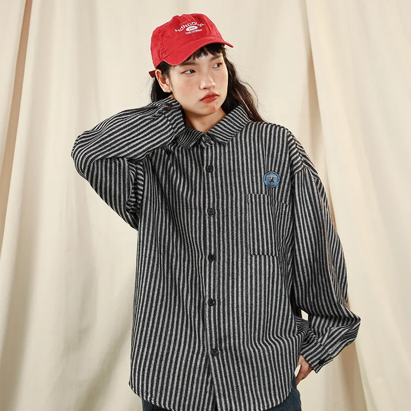 BRUMAIRE Shirt Coat Unisex Black White Stripes-4