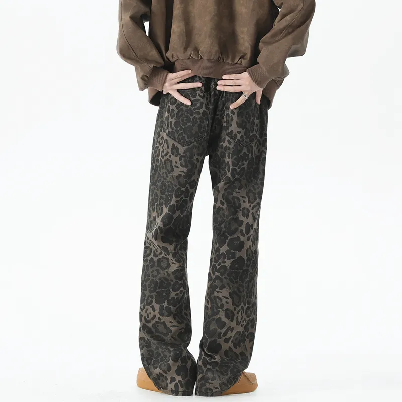 BEAR UNION Jeans Unisex Yellow Leopard Print-5