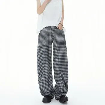 BEAR UNION Casual Pants Unisex American Plaid
