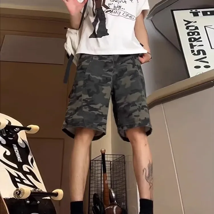 BEAR UNION Denim Shorts Unisex Camouflage-1