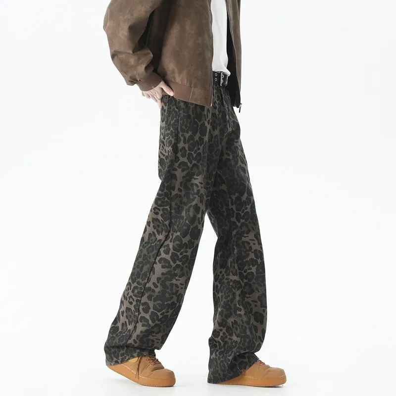 BEAR UNION Jeans Unisex Yellow Leopard Print-4