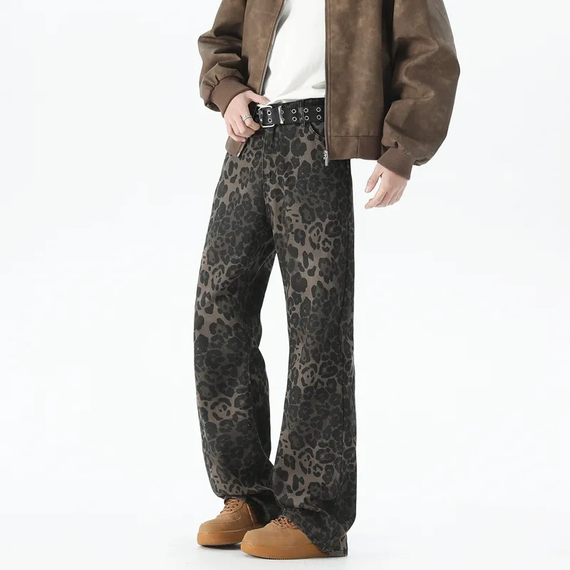 BEAR UNION Jeans Unisex Yellow Leopard Print-2
