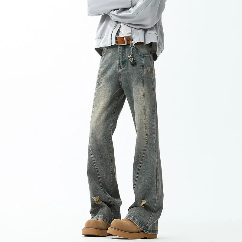 BEAR UNION Jeans Men's Carbon Black Yellow Mud Vintage Blue-3