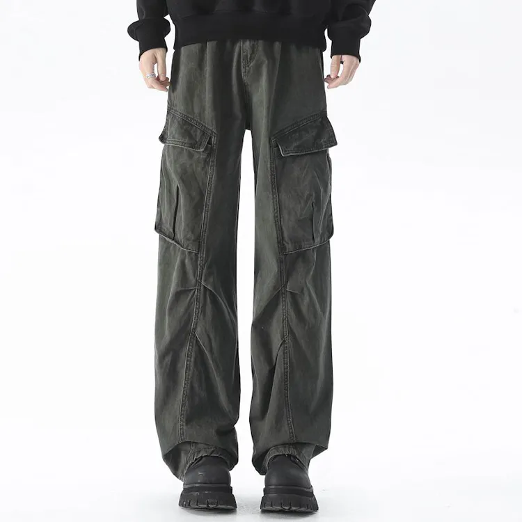 BEAR UNION Casual Pants Unisex Army Green-1