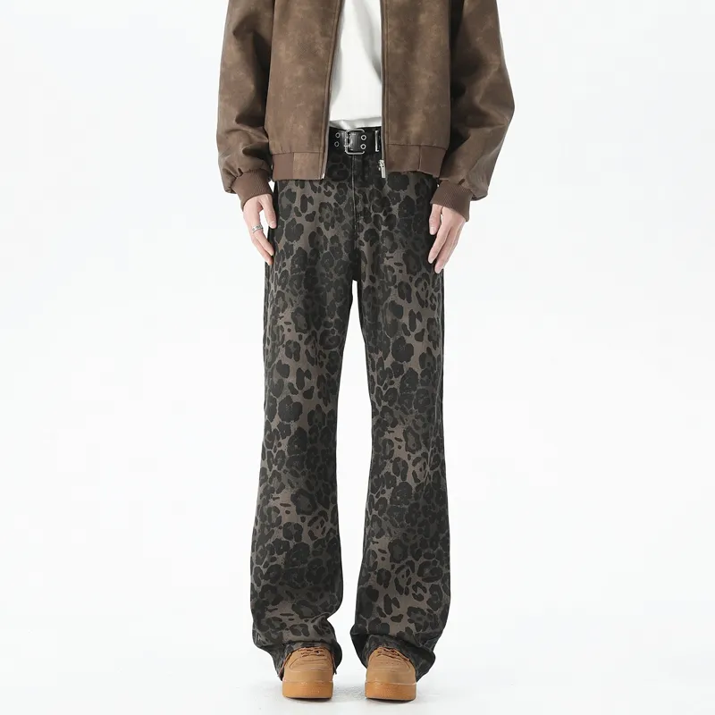 BEAR UNION Jeans Unisex Yellow Leopard Print-1