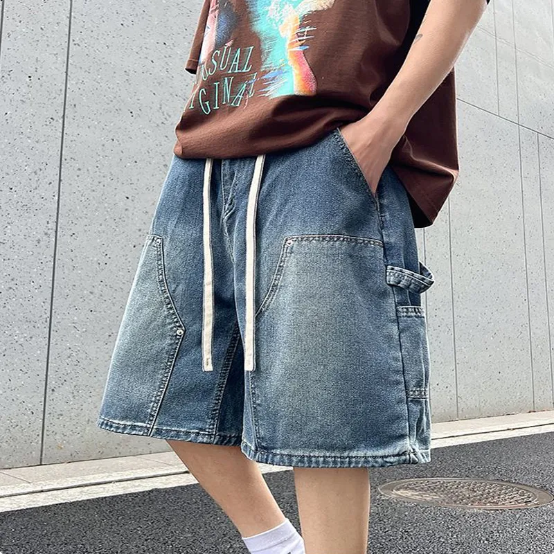 BEAR UNION Denim Shorts Unisex Distressed White Gray-8