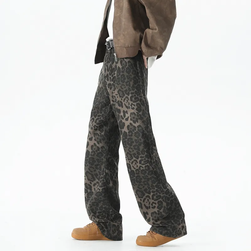 BEAR UNION Jeans Unisex Yellow Leopard Print-3