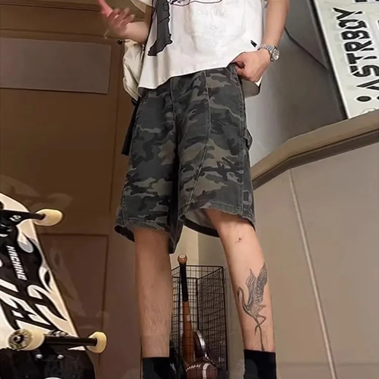 BEAR UNION Denim Shorts Unisex Camouflage-3