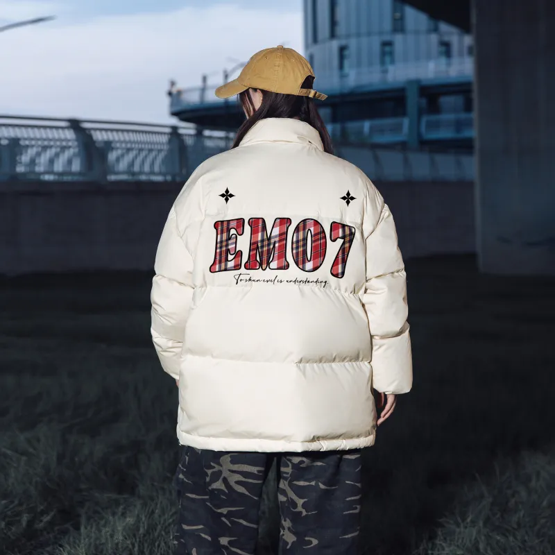 Emoji Down Jacket Unisex Beige Apricot-3