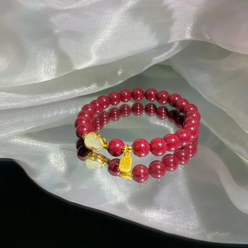 Carp Crystals Reconstructed Cinnabar Bracelets Women's-3