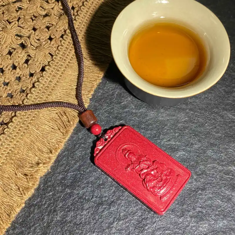 Carp Crystals Reconstructed Cinnabar Jade Necklaces Unisex-3