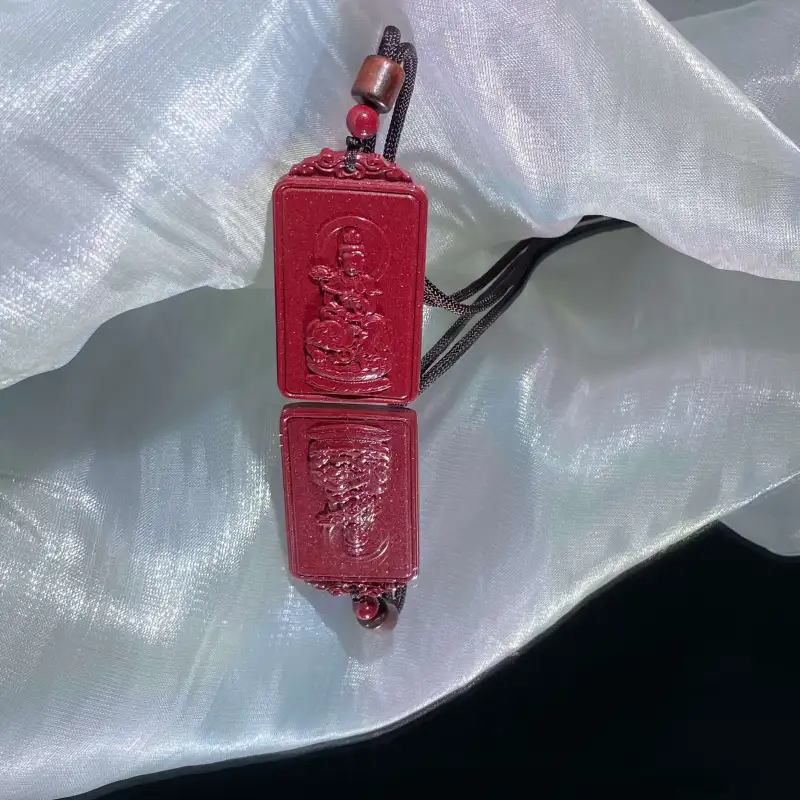 Carp Crystals Reconstructed Cinnabar Jade Necklaces Unisex-5
