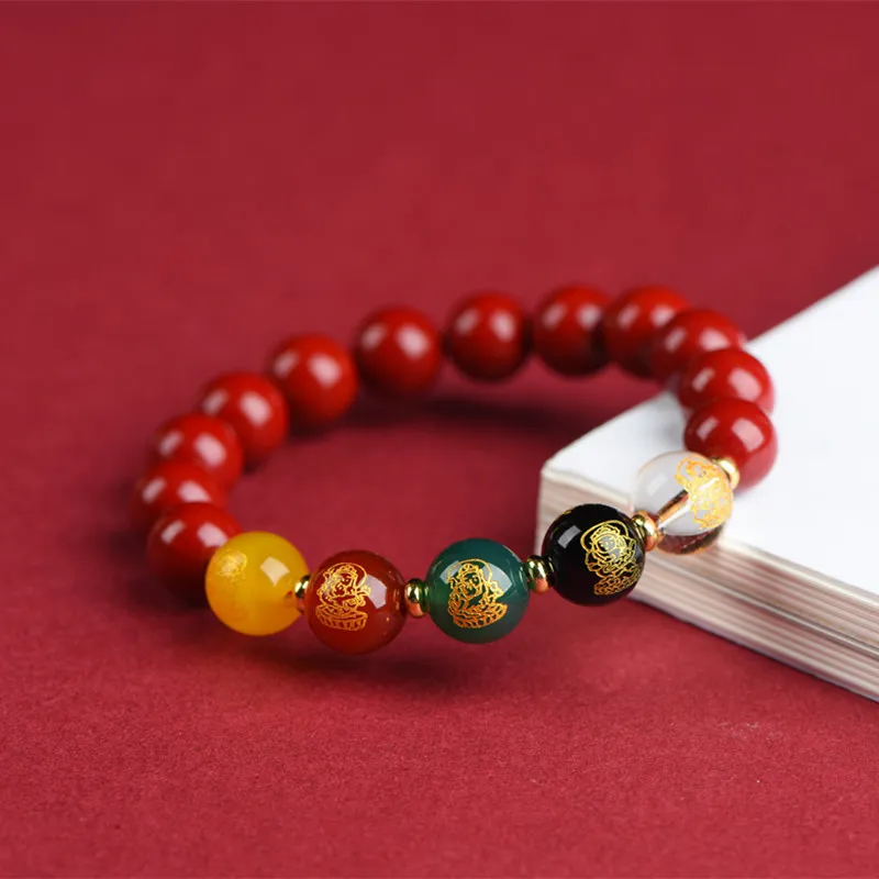 Carp Crystals Reconstructed Cinnabar Jade Bracelets Unisex Reconstructed Cinnabar-1