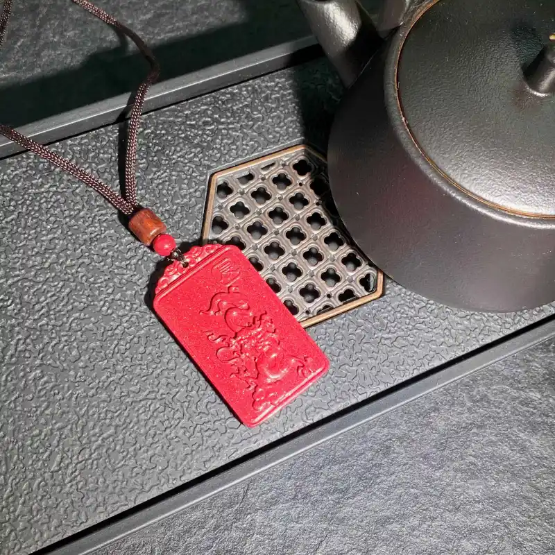 Carp Crystals Reconstructed Cinnabar Jade Necklaces Unisex-9