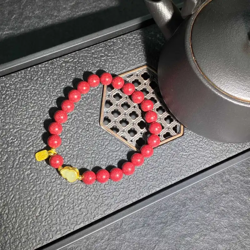 Carp Crystals Reconstructed Cinnabar Bracelets Women's-5