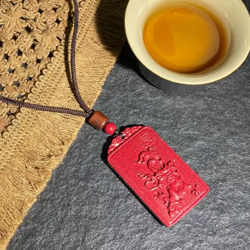 Carp Crystals Reconstructed Cinnabar Jade Necklaces Unisex-2