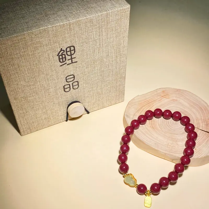 Carp Crystals Reconstructed Cinnabar Bracelets Women's-4