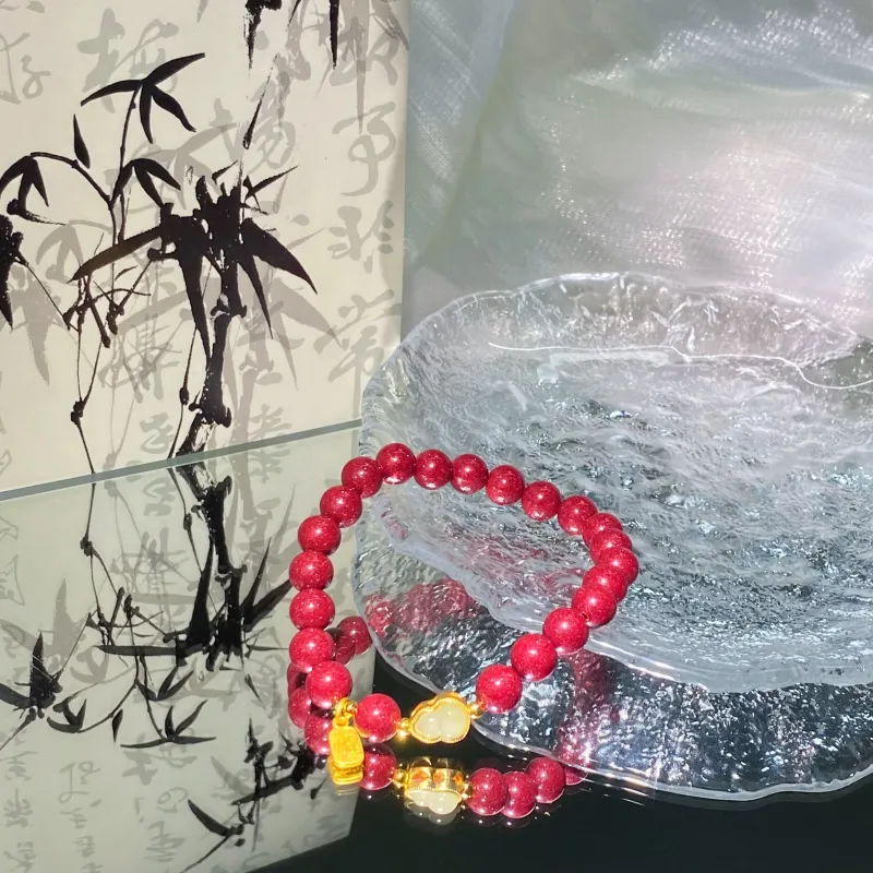 Carp Crystals Reconstructed Cinnabar Bracelets Women's-7