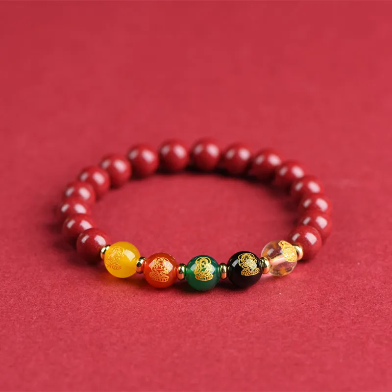Carp Crystals Reconstructed Cinnabar Jade Bracelets Unisex Reconstructed Cinnabar-2