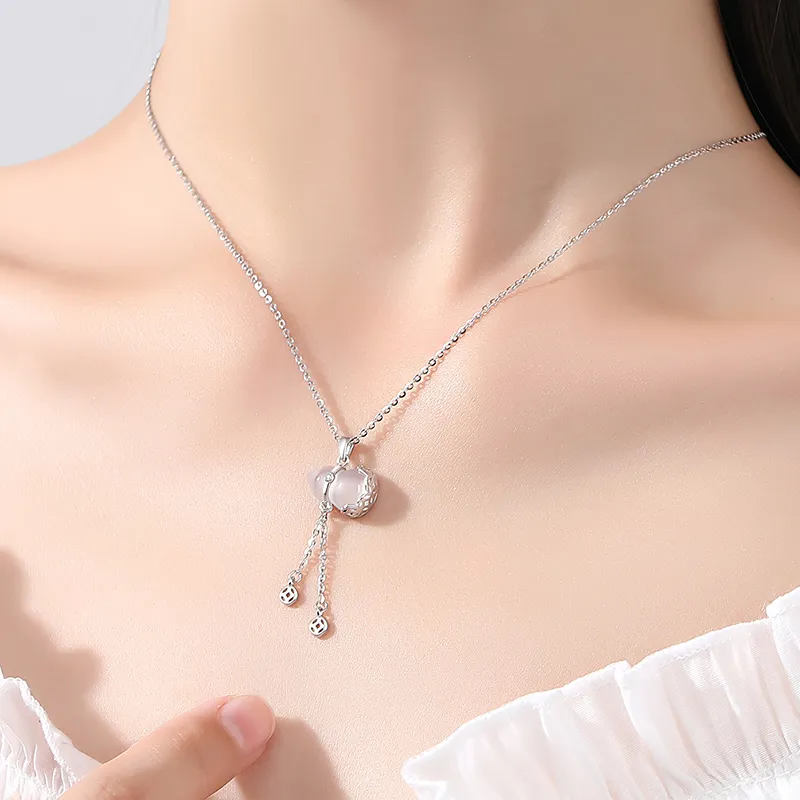 Treasure Flaws Chalcedony Jade Necklaces Women's-3