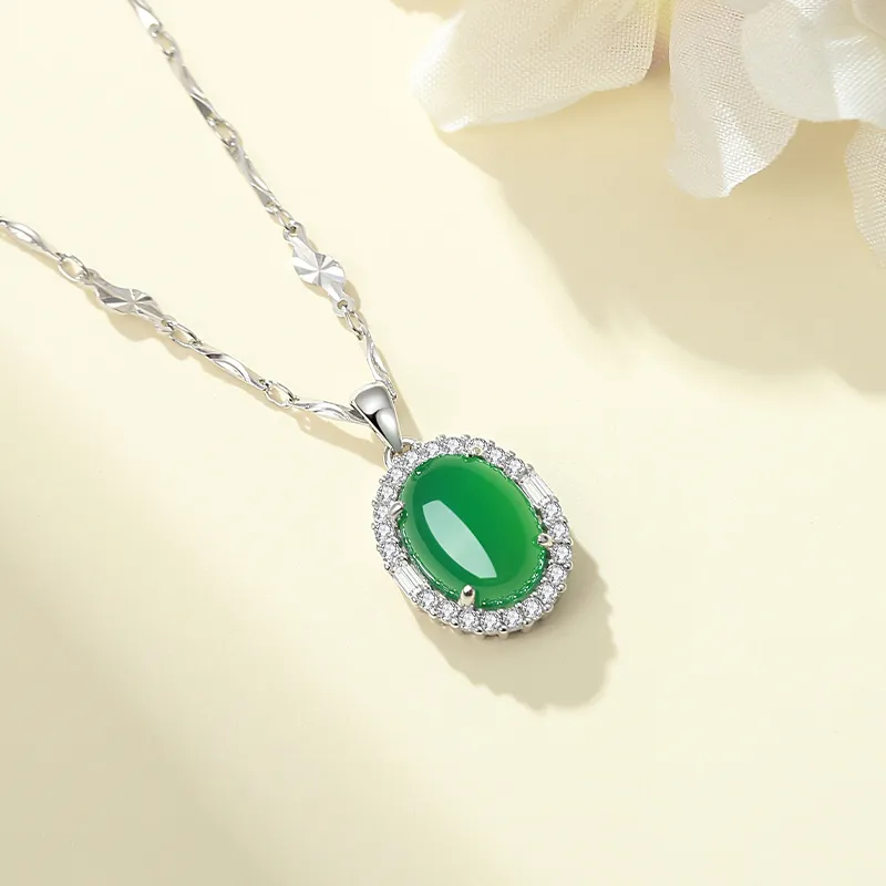 Treasure Flaws Chalcedony Necklaces Women's-5
