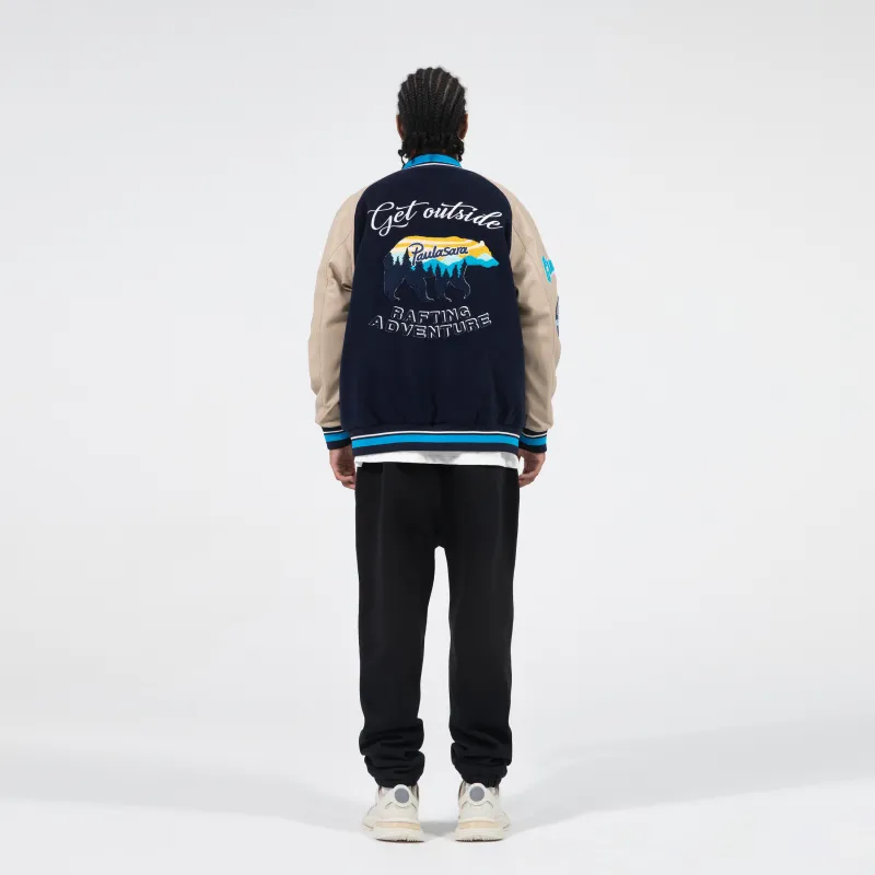 PAULASARA Baseball Jacket Unisex Navy Blue-3