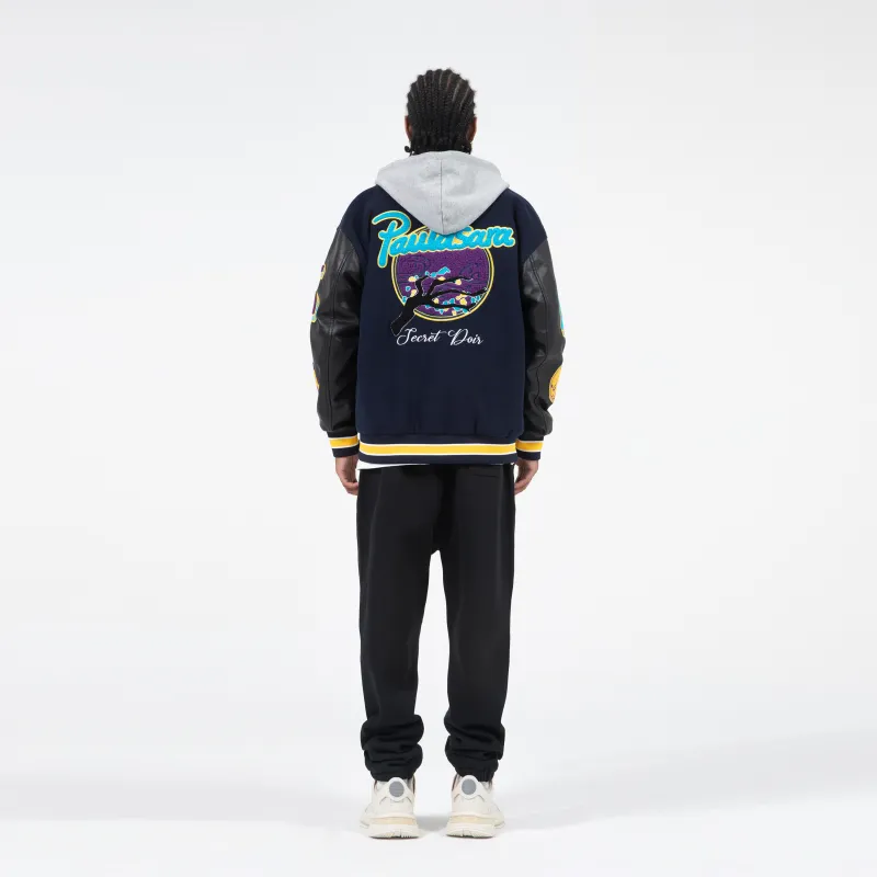 PAULASARA Baseball Jacket Unisex Navy Blue-3