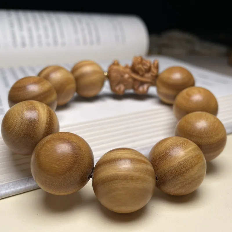 Is Here Green Sandalwood Wooden Bracelets Men's-2