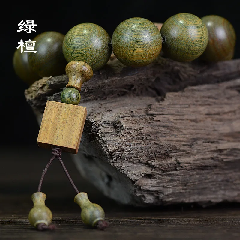 Is Here Green Sandalwood Wooden Bracelets Men's-2