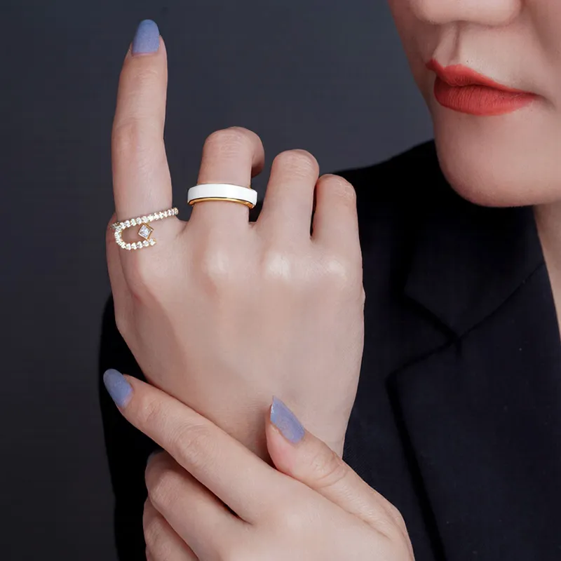 ANNAYA Enamel Material Rings Unisex-3