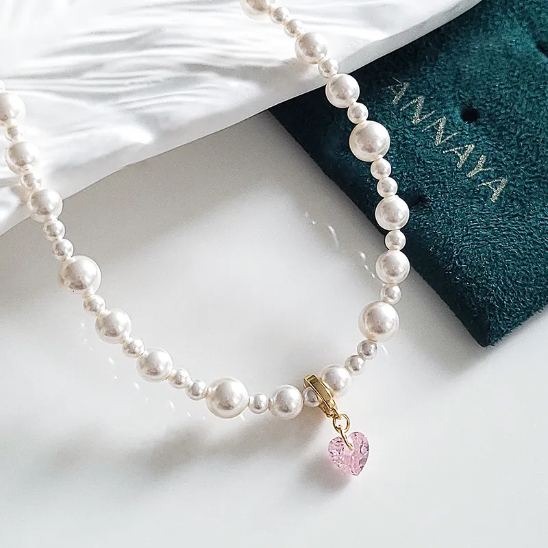 ANNAYA Swarovski Crystal Beads Titanium Steel Necklaces Women's-2