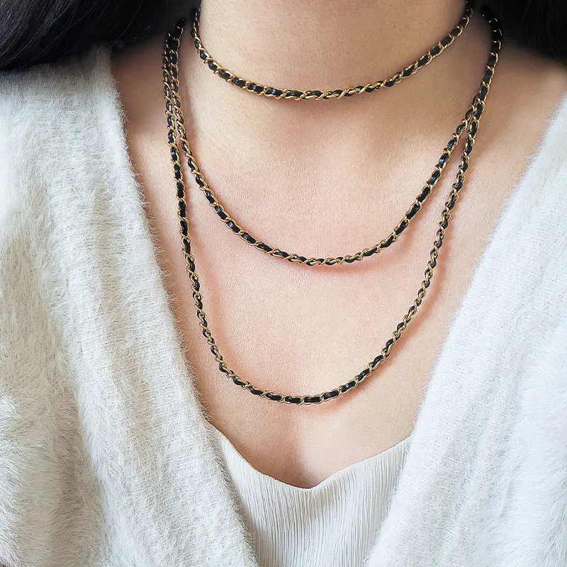 ANNAYA Stainless Steel Necklaces Unisex Black-2
