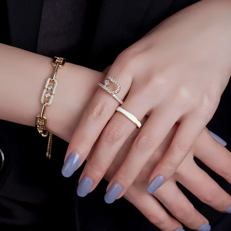 ANNAYA Enamel Material Rings Unisex-2